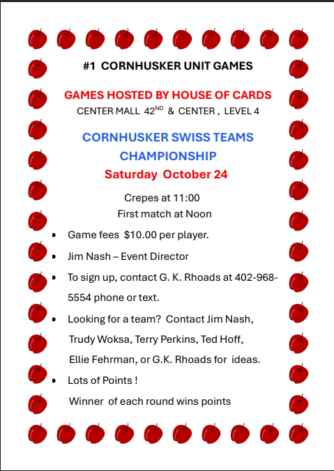 Swiss Teams Championship flyer — October 24, 2026